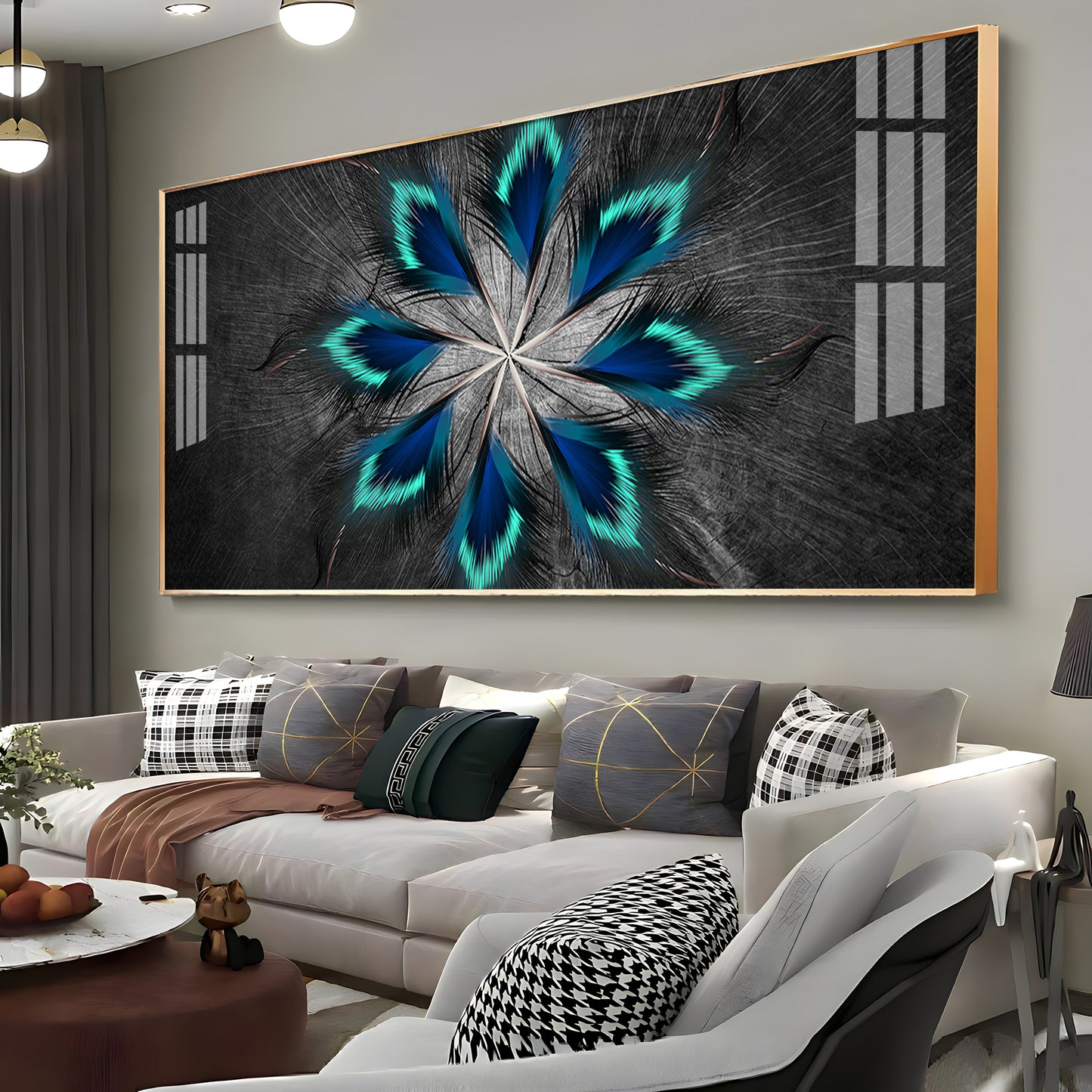 Stylish Modern Feather Premium Acrylic Horizontal Wall Art