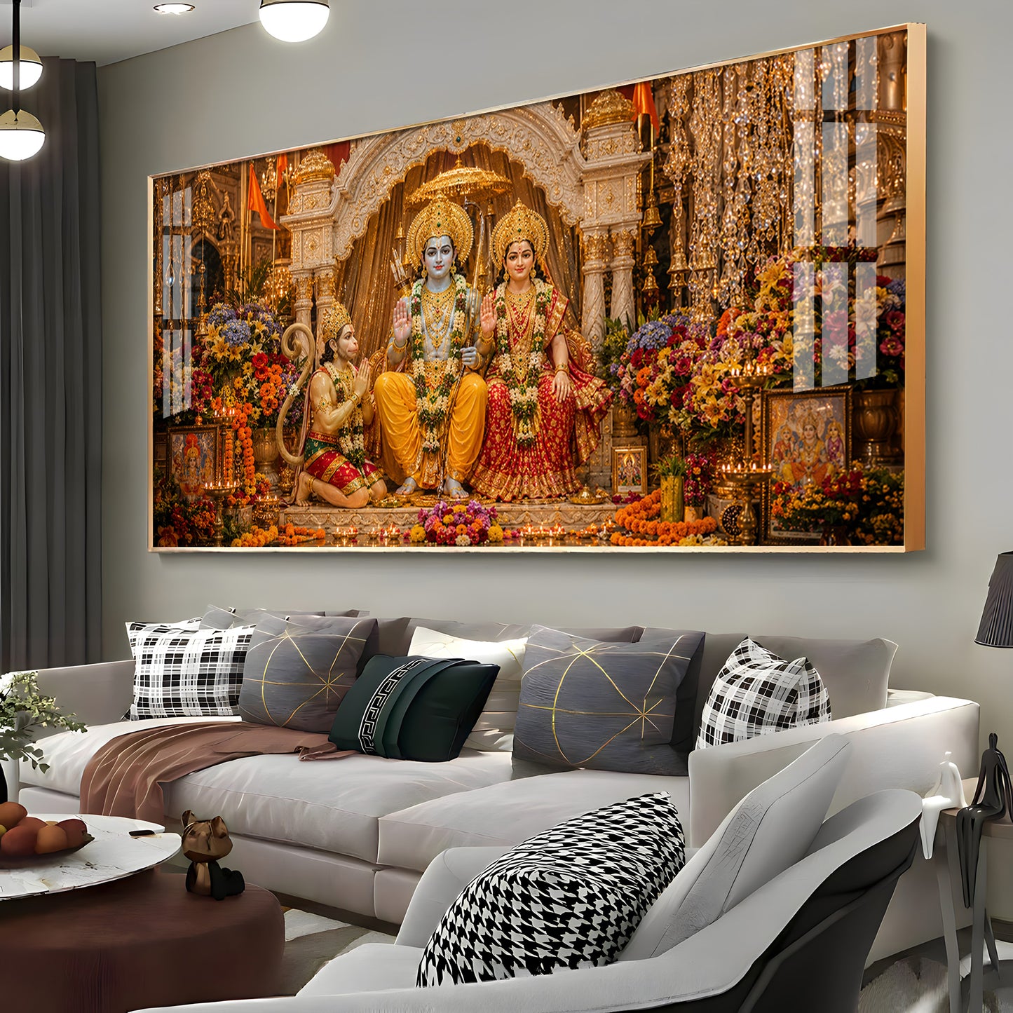 God Siya Ram With Sankatmochan Premium Acrylic Horizontal Wall Art