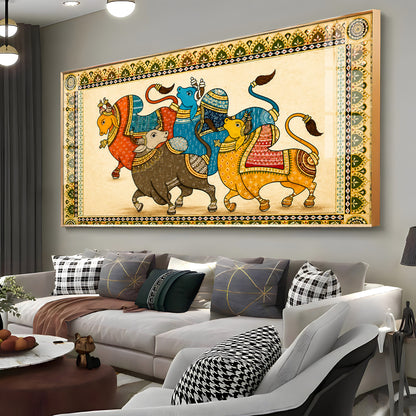 Pichwai Sacred Bull Premium Acrylic Horizontal Wall Art