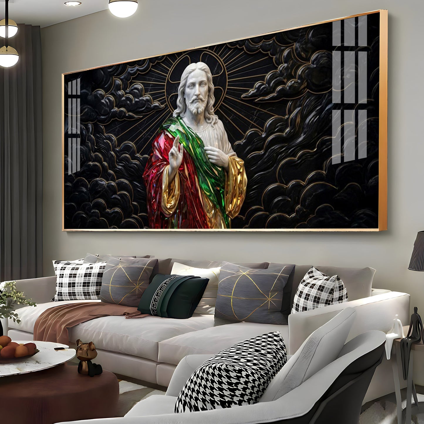 Jesus Christ Against A Dark Premium Acrylic Horizontal Wall Art