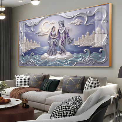 Divine God Radha Krishna Premium Acrylic Horizontal Wall Art