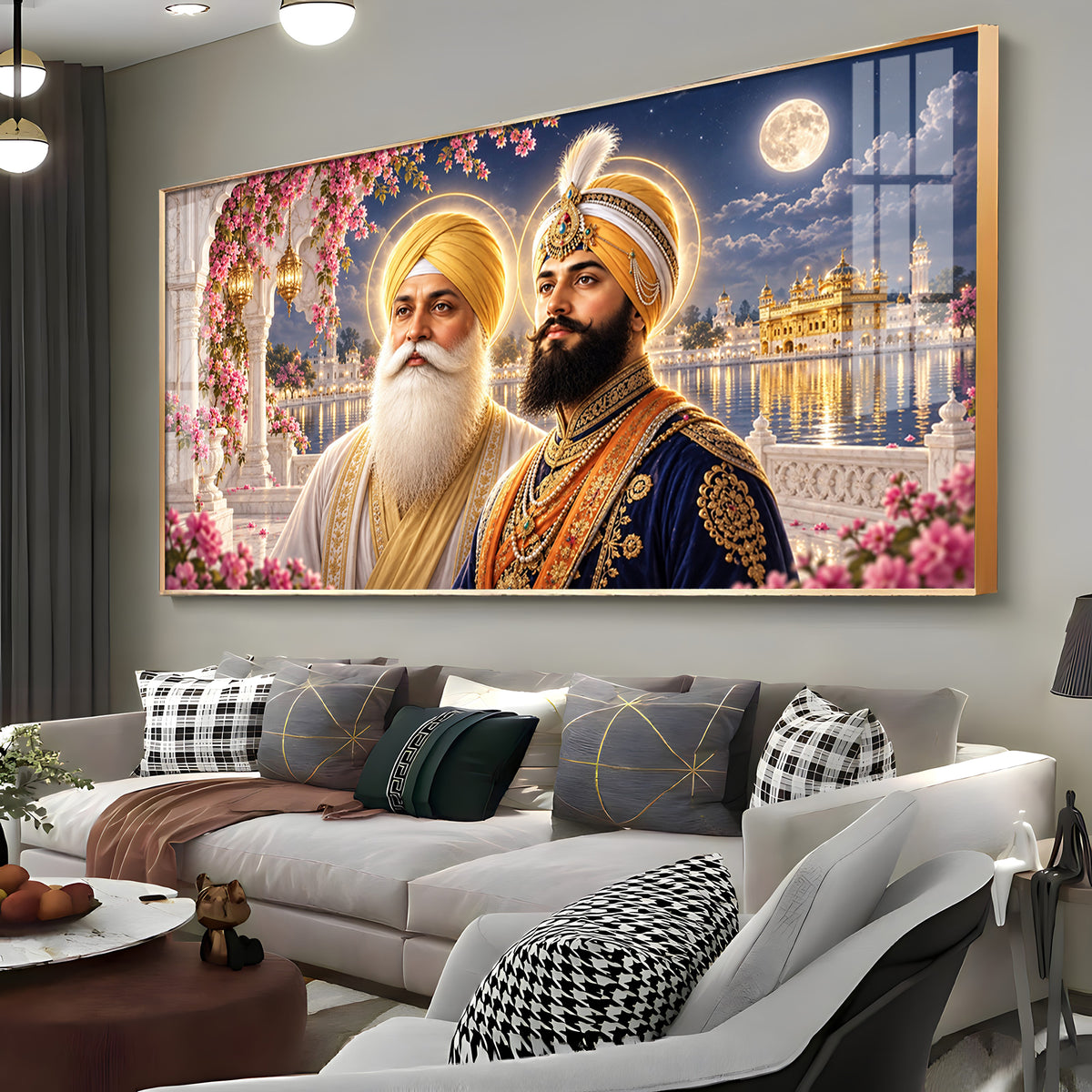 Guru Nanak Dev Ji and Guru Gobind Singh Ji Premium Acrylic Horizontal Wall Art