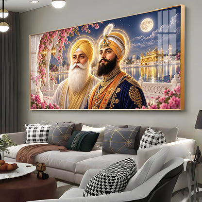 Guru Nanak Dev Ji and Guru Gobind Singh Ji Premium Acrylic Horizontal Wall Art