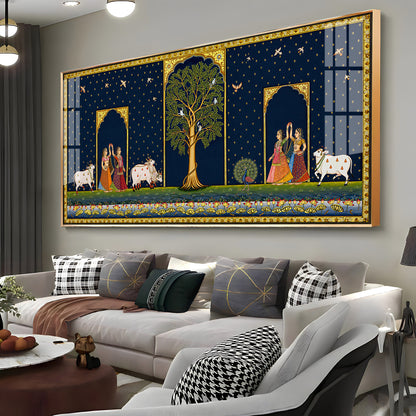 Cow With Tree of Life Premium Acrylic Horizontal Wall Art