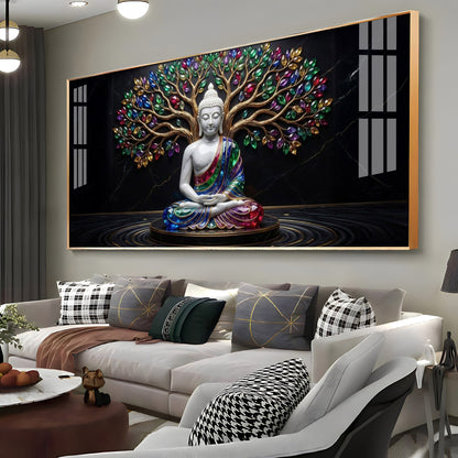 Enlightened Grove Tree Buddha Premium Acrylic Horizontal Wall Art