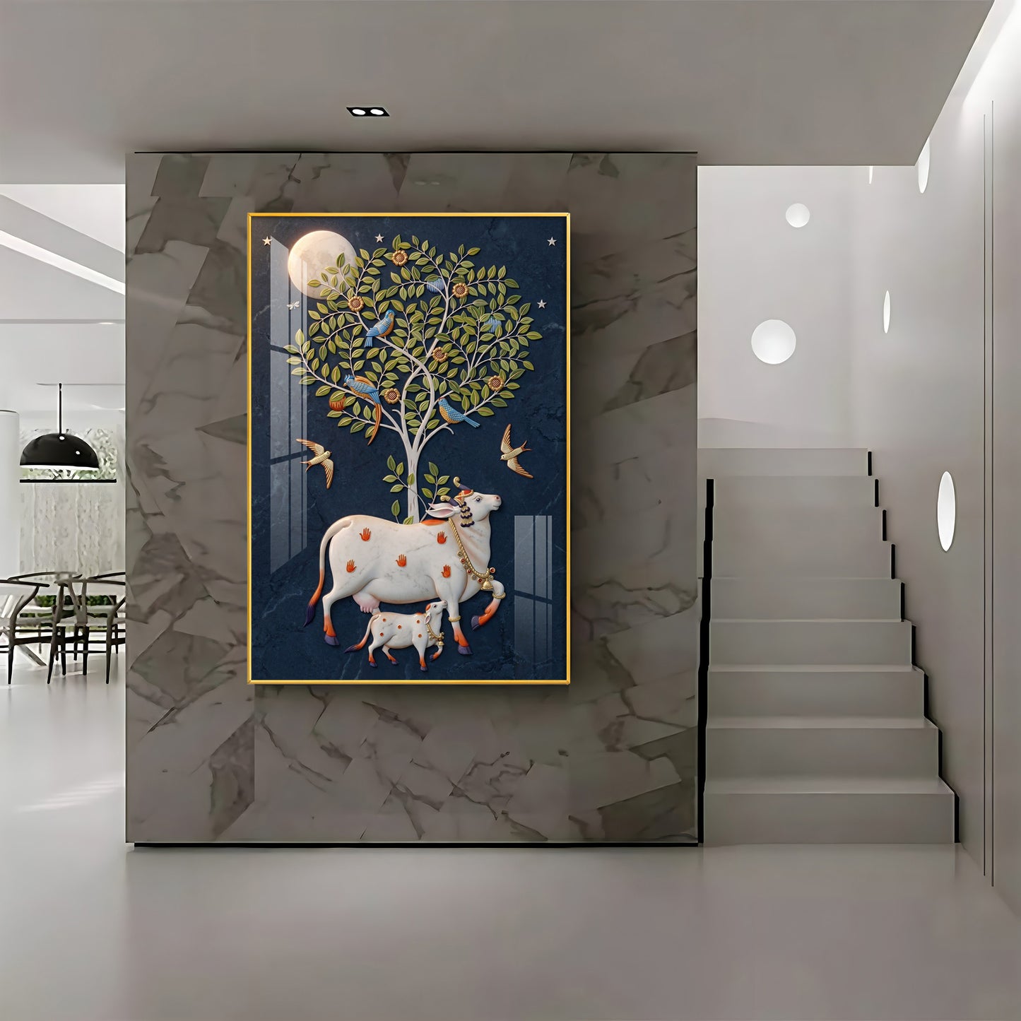Pichwai Cow Premium Acrylic Vertical Wall Art