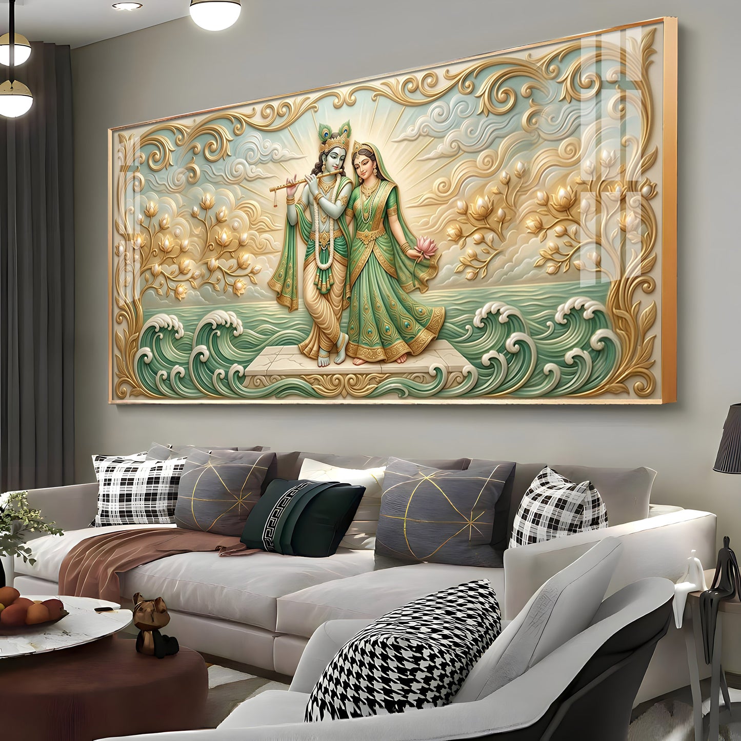 Divine Goddess Radha Krishna Premium Acrylic Horizontal Wall Art