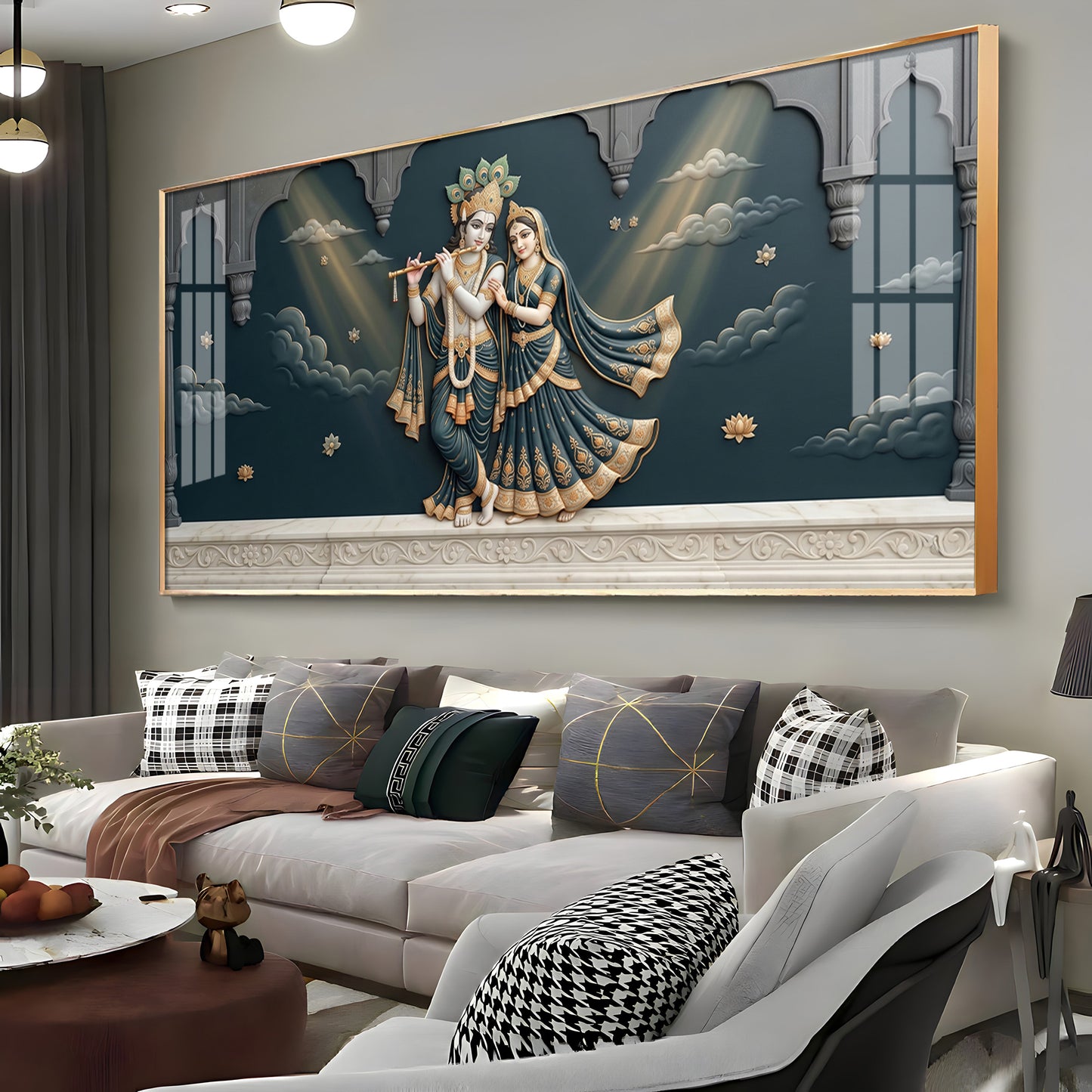 Lord Krishna & Radha Premium Acrylic Horizontal Wall Art