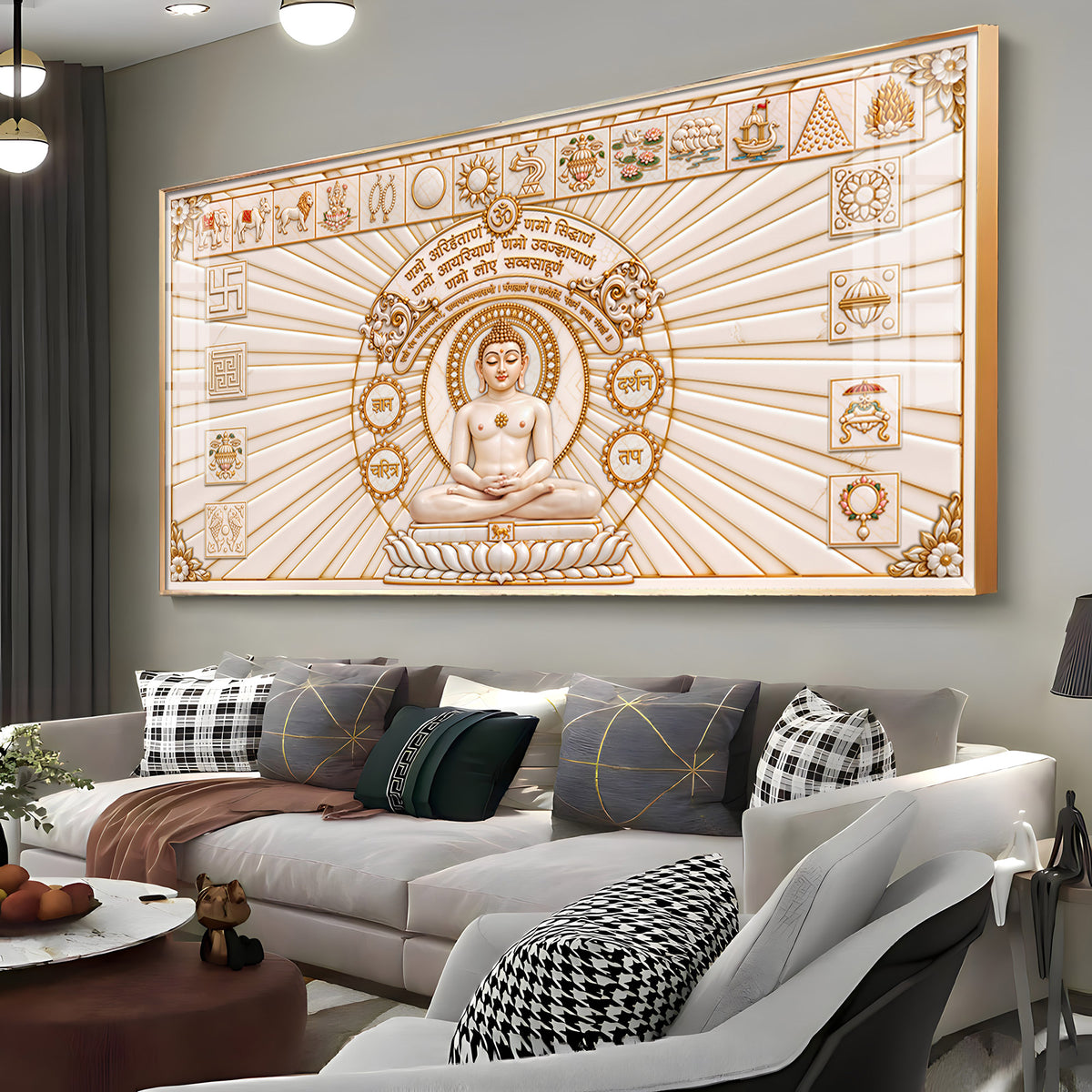 Jain Namokar Mantra Premium Acrylic Horizontal Wall Art