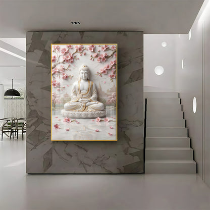 White Buddha Statue Premium Acrylic Vertical Wall Art