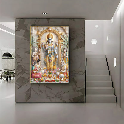 Lord Satyanarayana Premium Acrylic Vertical Wall Art