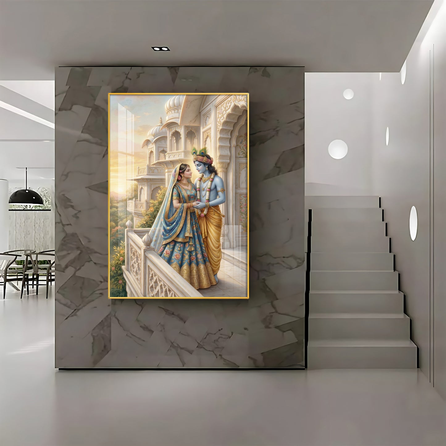 Hindu Deities Radha and Krishna Premium Acrylic Vertical Wall Art
