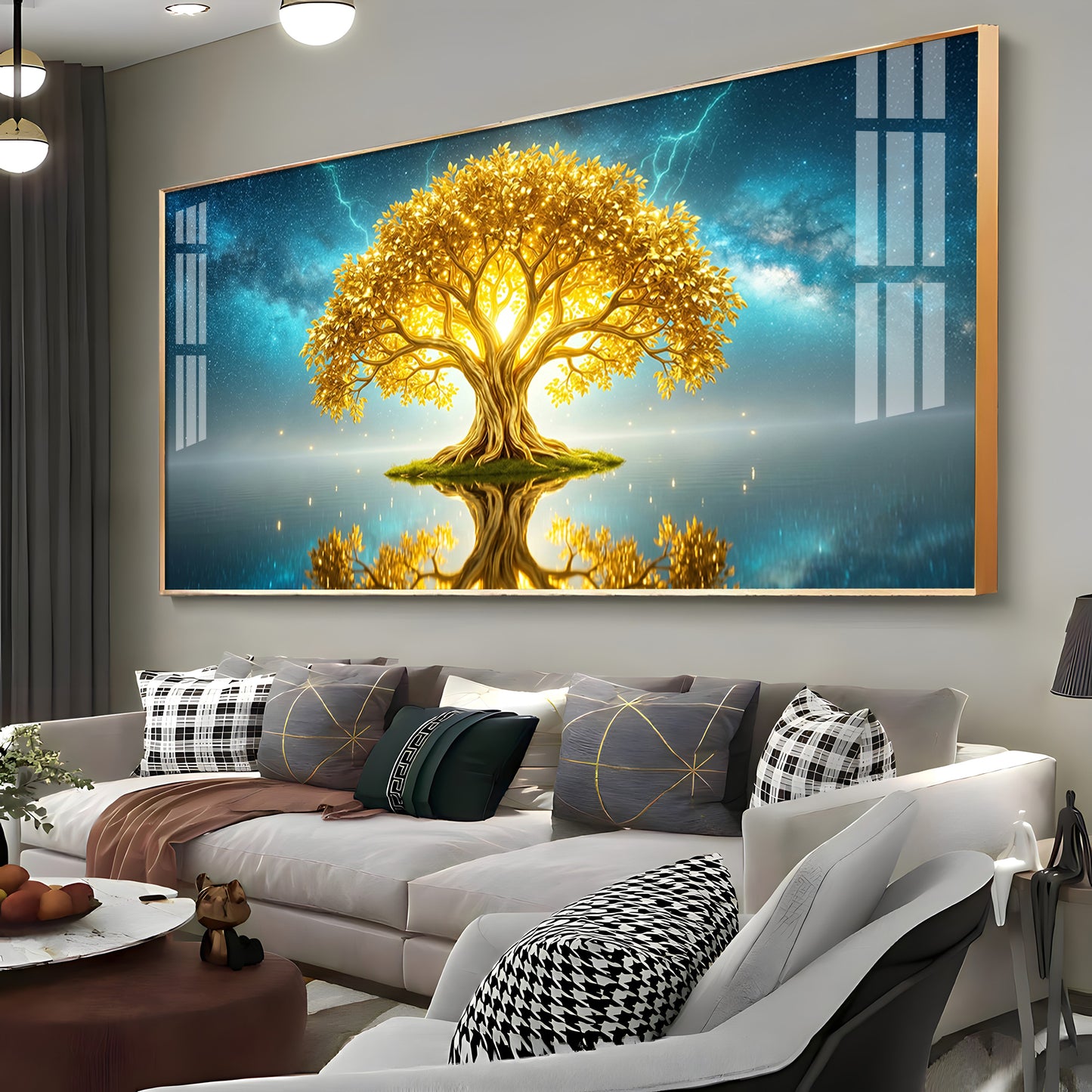 Golden Kalpavriksha Of The Cosmos Premium Acrylic Horizontal Wall Art