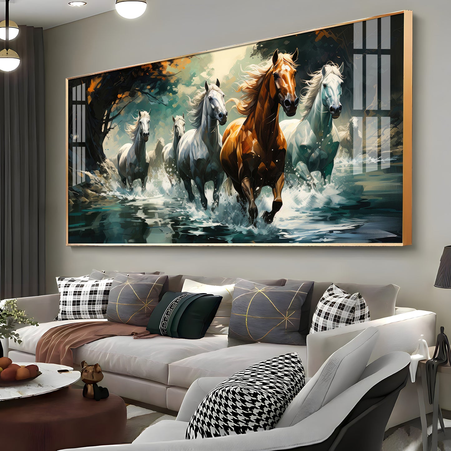 Lucky Running Horses Premium Acrylic Horizontal Wall Art