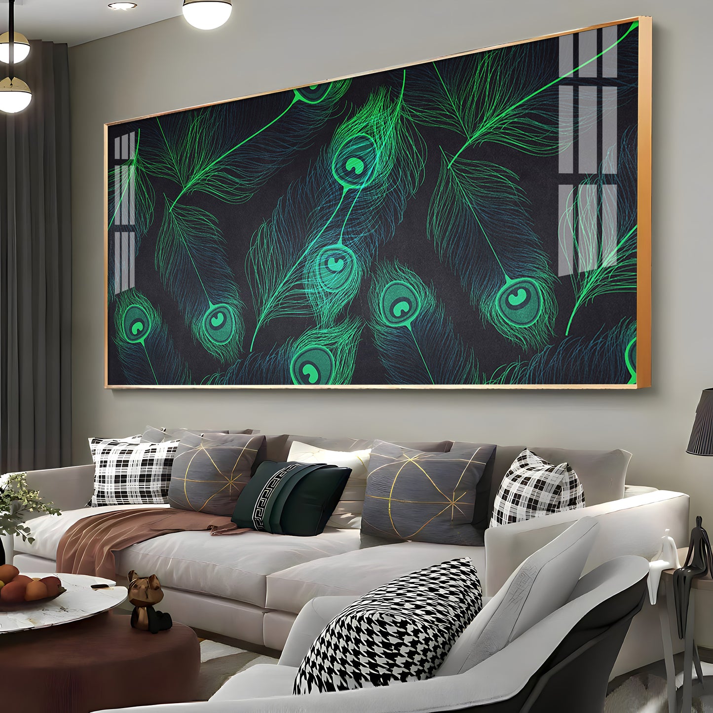 Peacock Feather Premium Acrylic Horizontal Wall Art