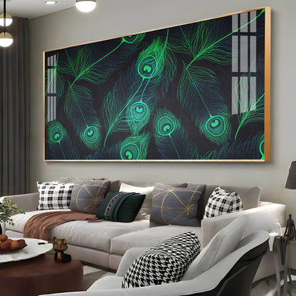 Peacock Feather Premium Acrylic Horizontal Wall Art