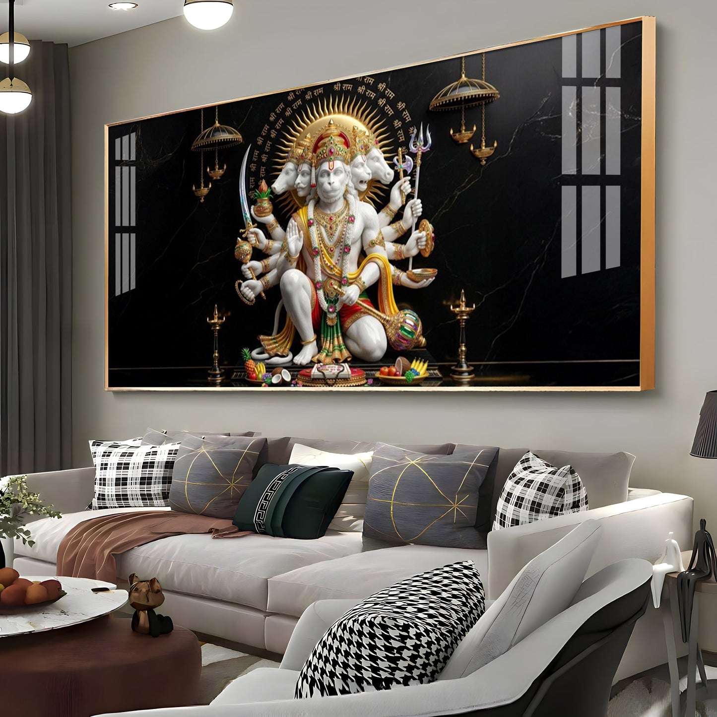 Cosmic Lord Of Panchamukhi Hanuman Premium Acrylic Horizontal Wall Art