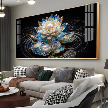 White Lotus Premium Acrylic Horizontal Wall Art