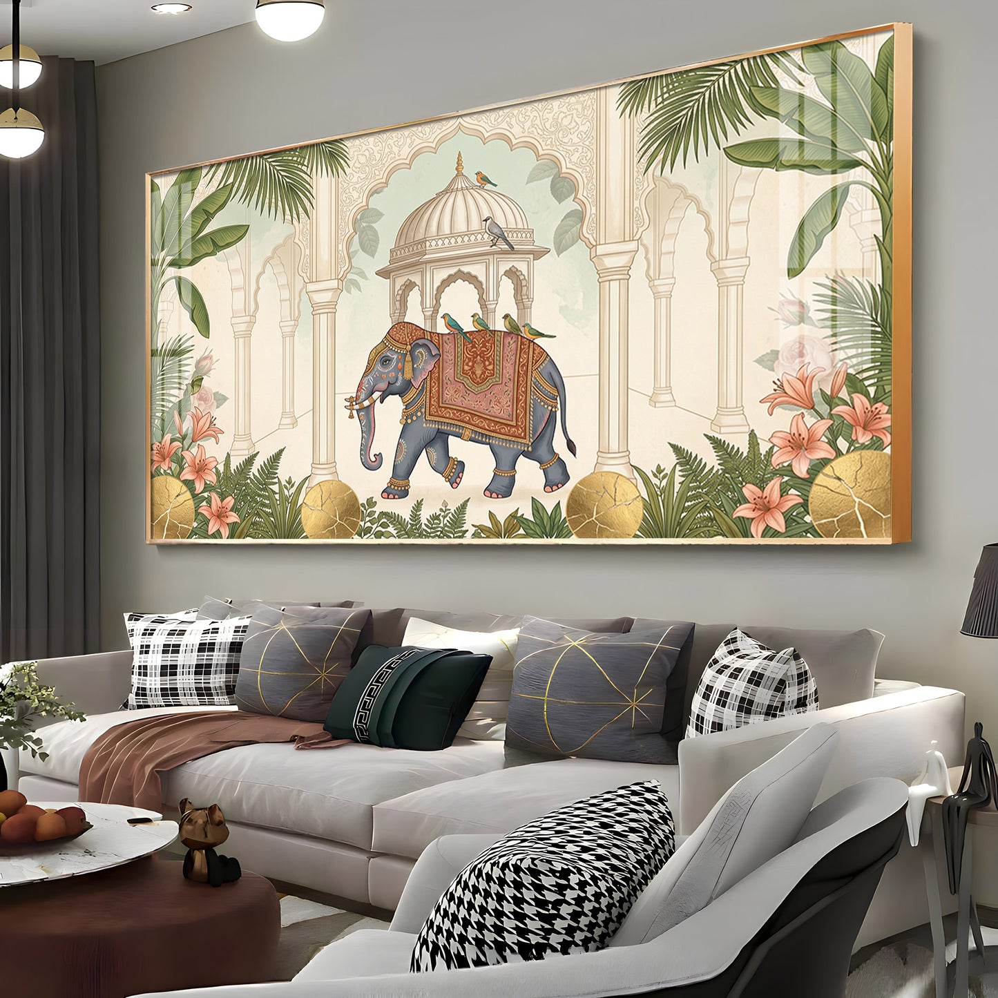 Royal Elephant in Palace Premium Acrylic Horizontal Wall Art