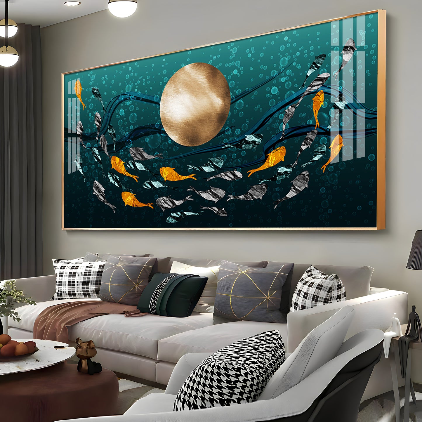 Golden Koi Fish Premium Acrylic Horizontal Wall Art