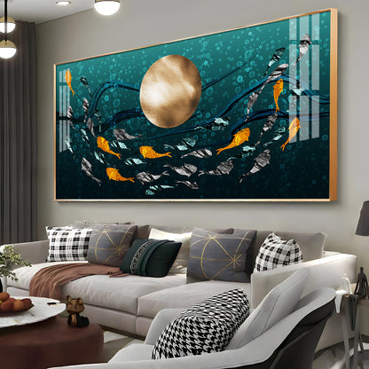 Golden Koi Fish Premium Acrylic Horizontal Wall Art