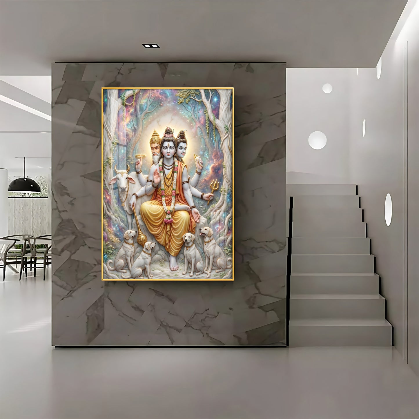 Hindu Deity Dattatreya Premium Acrylic Vertical Wall Art