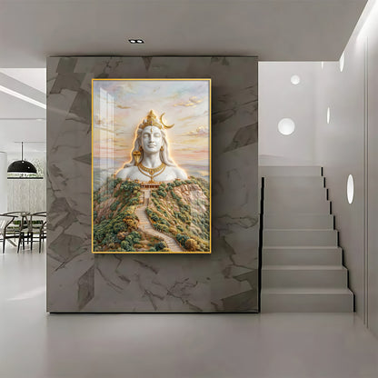 Depiction of Lord Shiva Premium Acrylic Vertical Wall Art