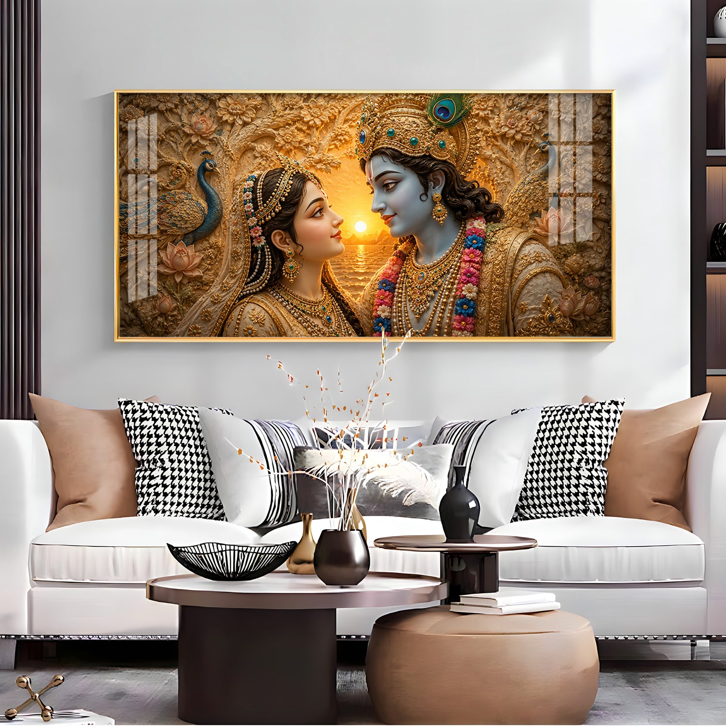 Shri Radha Krishna Gazing Intimately Premium Acrylic Horizontal Wall Art