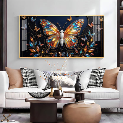Colorful Butterfly With Stained Glass Effects Premium Acrylic Horizontal Wall Art