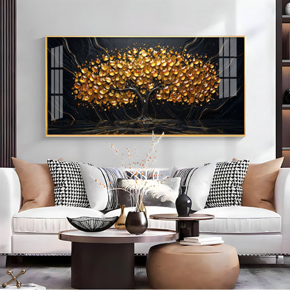 Midnight Gold Tree Premium Acrylic Horizontal Wall Art