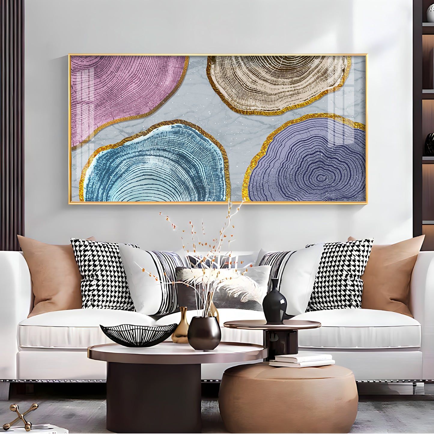 Circular Wood Grain Patterns Premium Acrylic Horizontal Wall Art