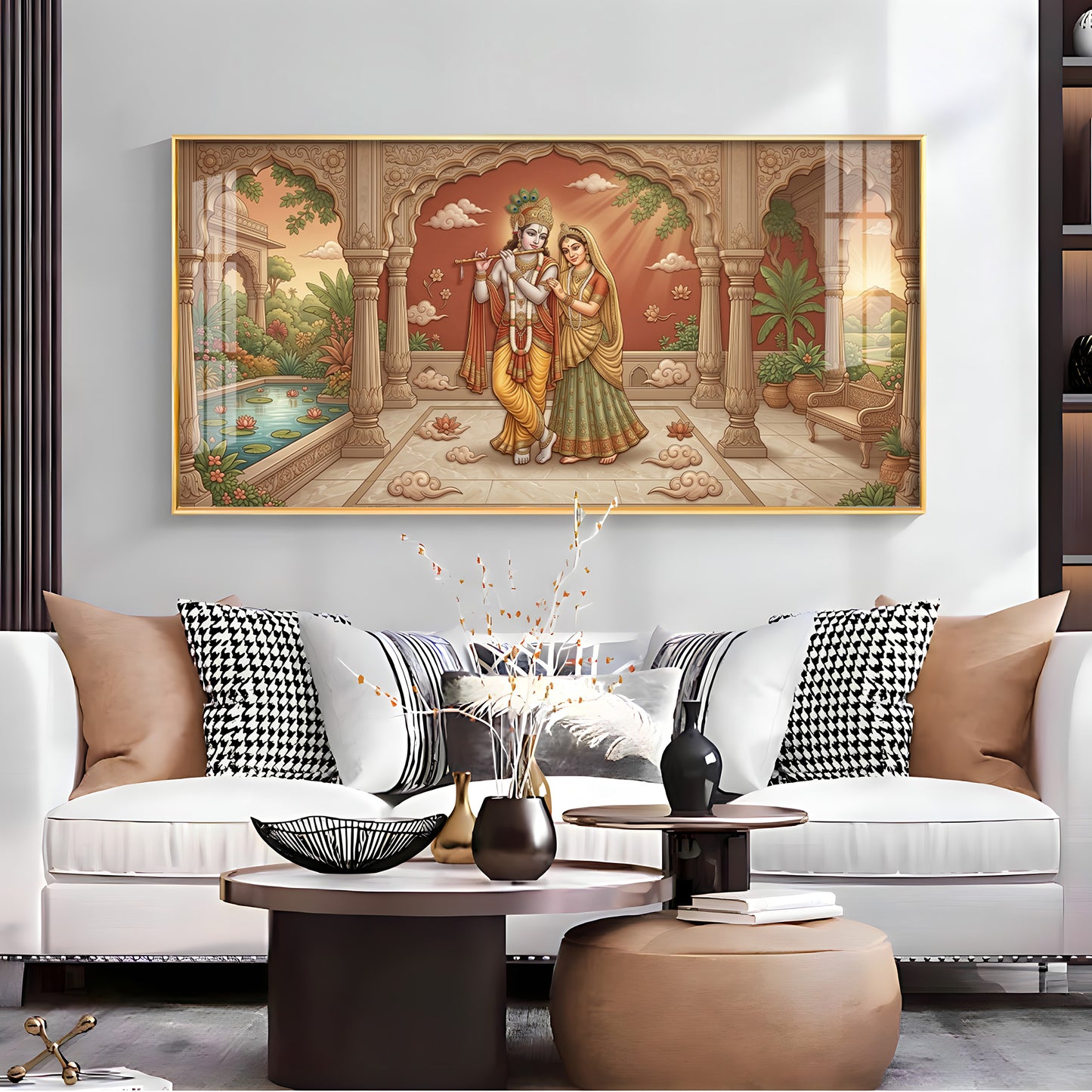 Divine Eternal Love Of Radha Krishna Premium Acrylic Horizontal Wall Art
