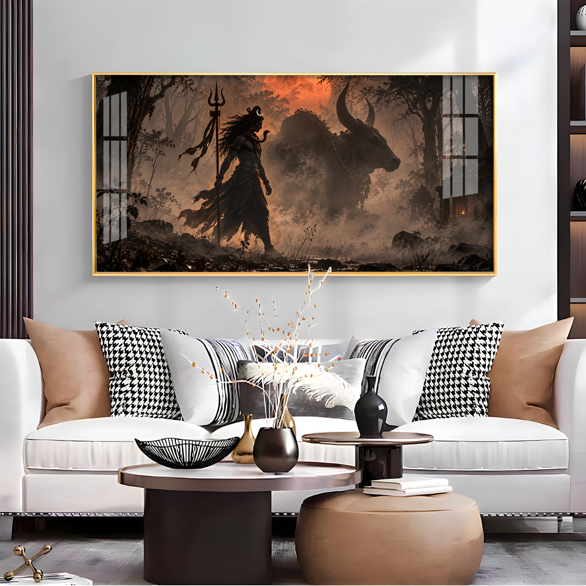 Shiva & Nandi In Forest Premium Acrylic Horizontal Wall Art