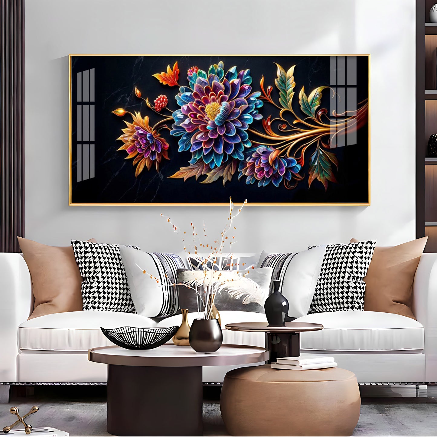 Colorful Floral Premium Acrylic Horizontal Wall Art