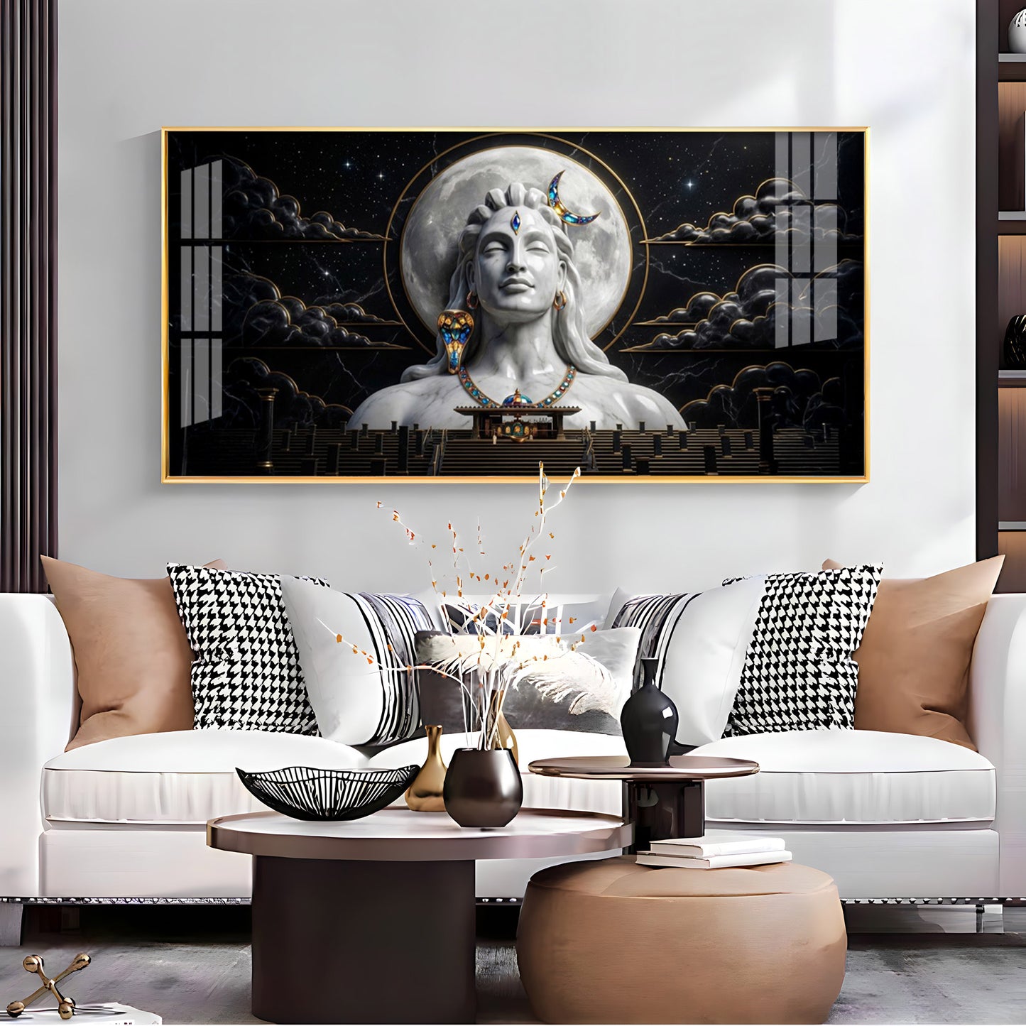 Divine Lord Shiva With Dark Clouds Premium Acrylic Horizontal Wall Art