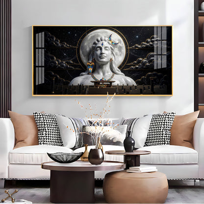 Divine Lord Shiva With Dark Clouds Premium Acrylic Horizontal Wall Art