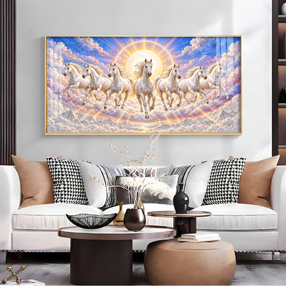 Seven Running Horses Premium Acrylic Horizontal Wall Art
