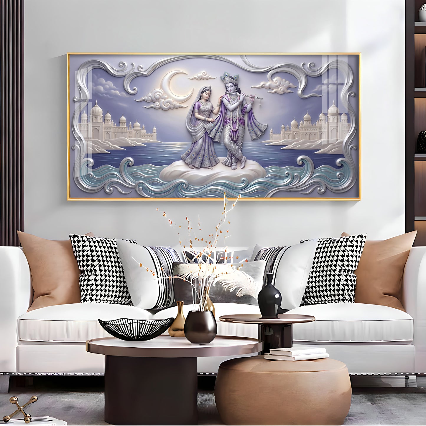 Divine God Radha Krishna Premium Acrylic Horizontal Wall Art