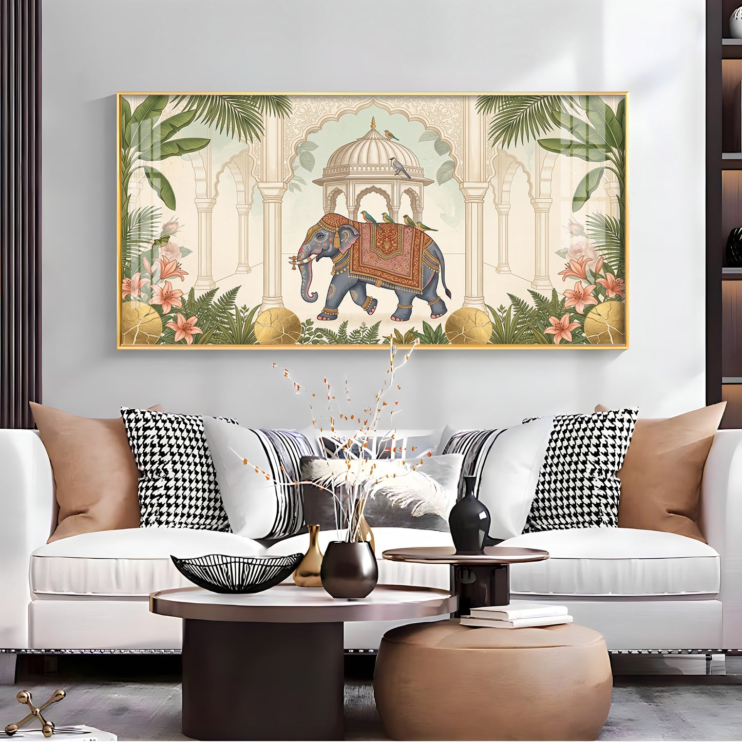 Royal Elephant in Palace Premium Acrylic Horizontal Wall Art