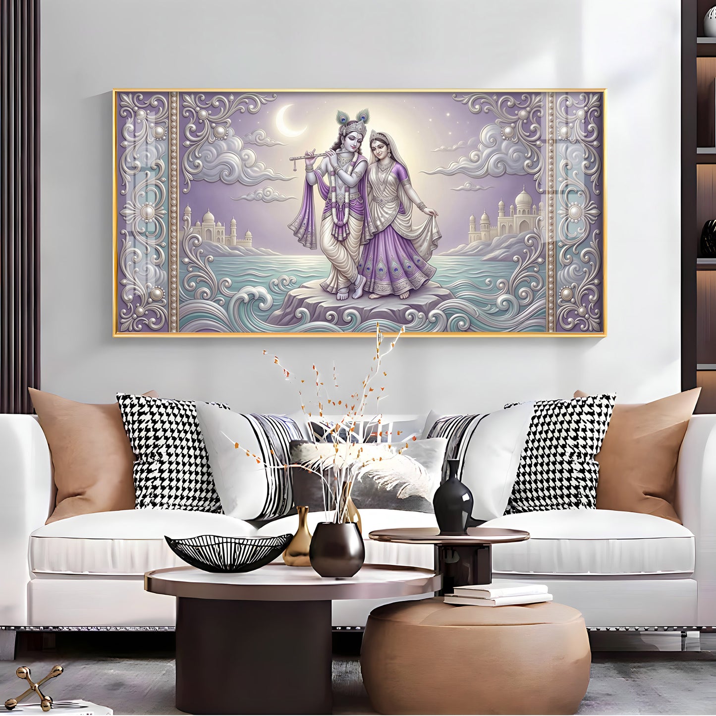 Hindu God Radha Krishna Premium Acrylic Horizontal Wall Art
