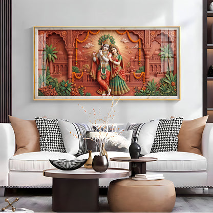 Depicting Divine Love Radha Krishna Premium Acrylic Horizontal Wall Art