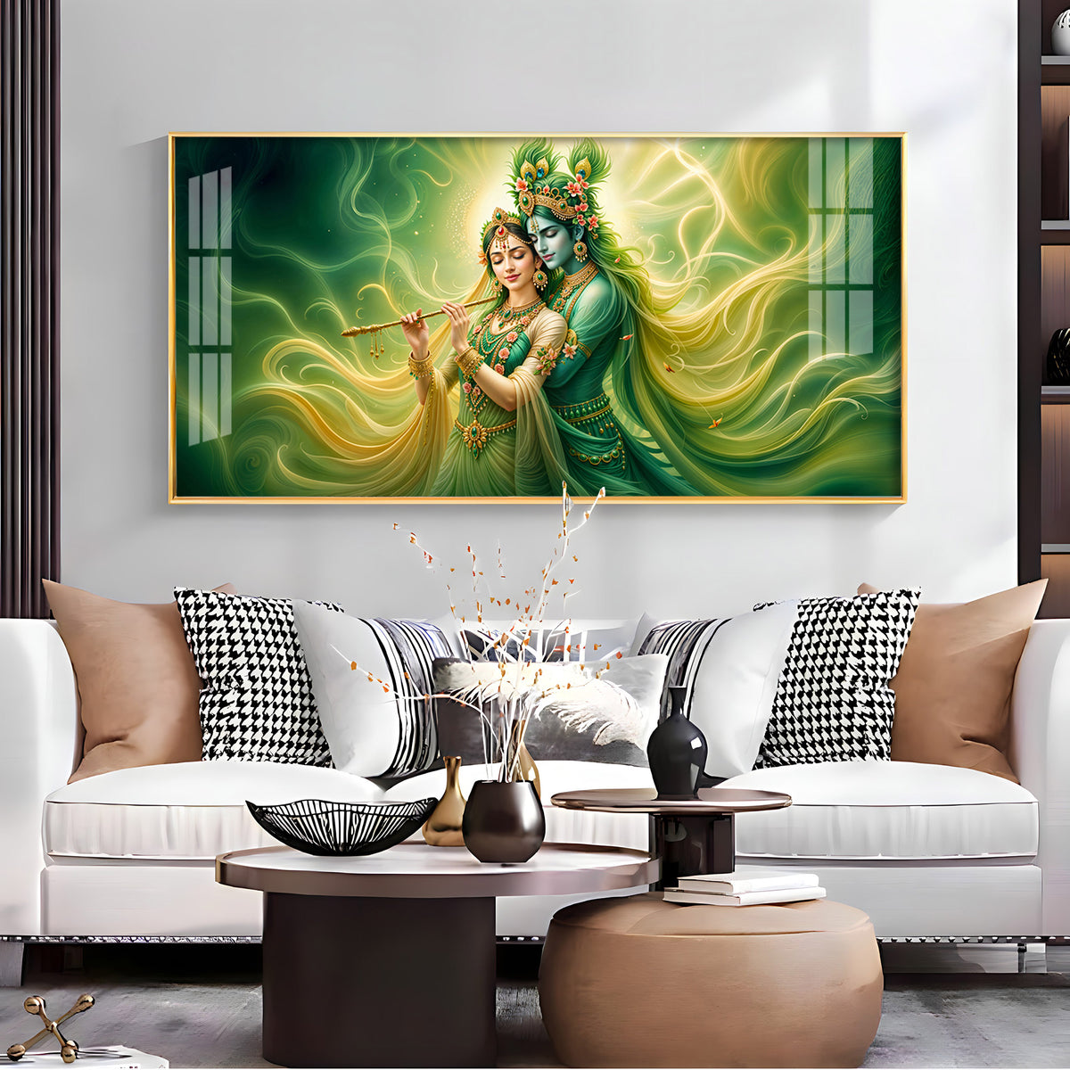 Krishna Radha Divine Connection Premium Acrylic Horizontal Wall Art
