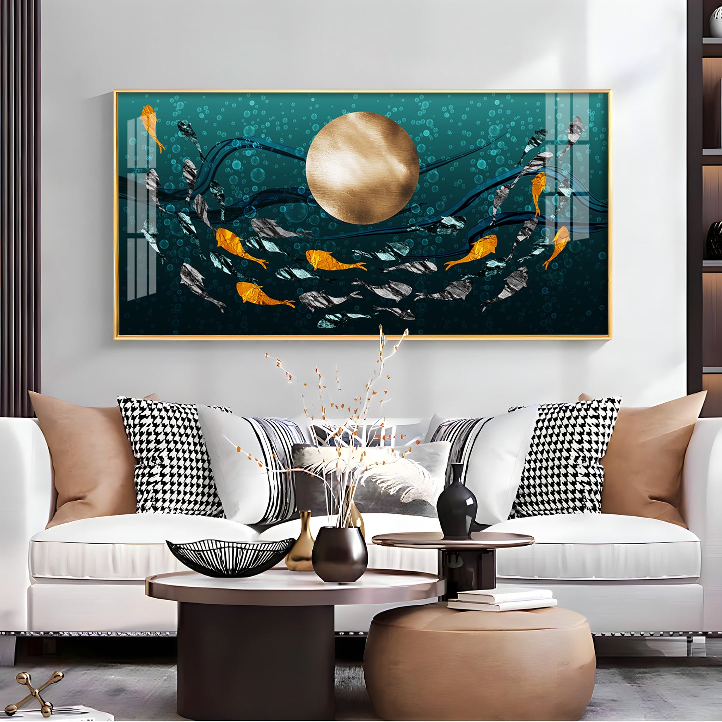 Golden Koi Fish Premium Acrylic Horizontal Wall Art