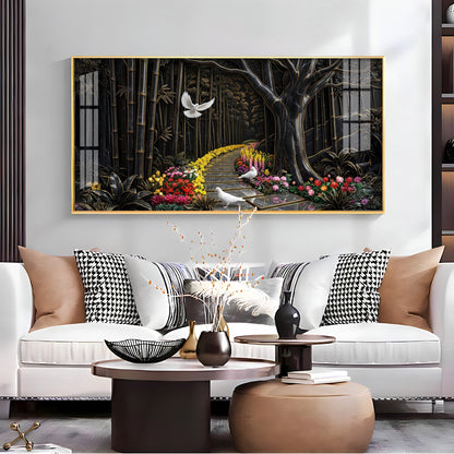 Birds & Blooms Walkway Premium Acrylic Horizontal Wall Art