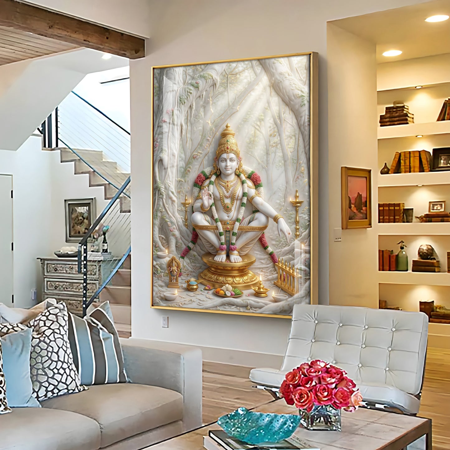 Hindu deity Ayyappan Ji Premium Acrylic Vertical Wall Art