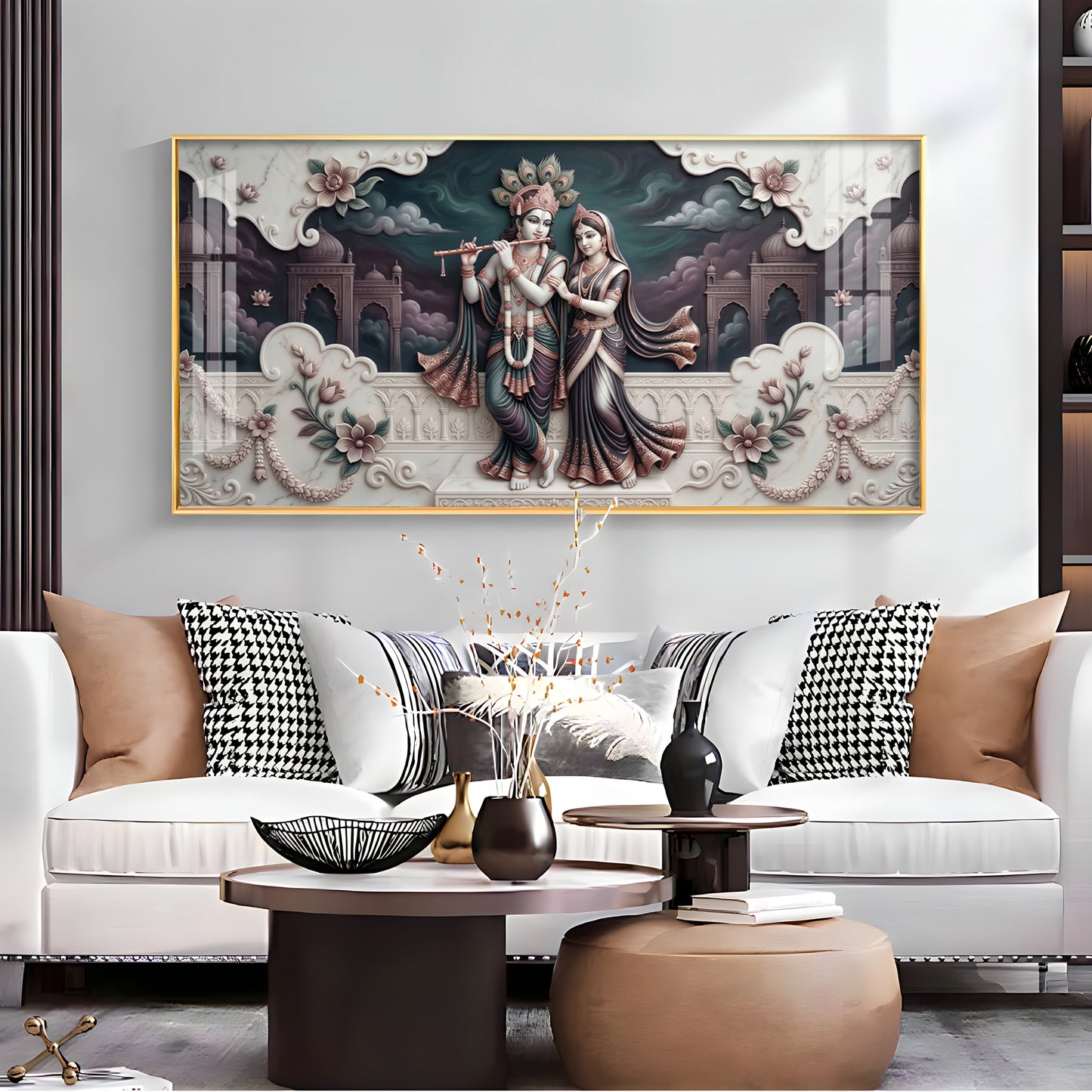 Divine Love Radha Krishna Premium Acrylic Horizontal Wall Art