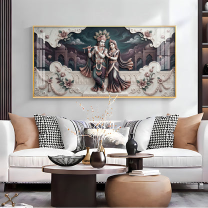 Divine Love Radha Krishna Premium Acrylic Horizontal Wall Art