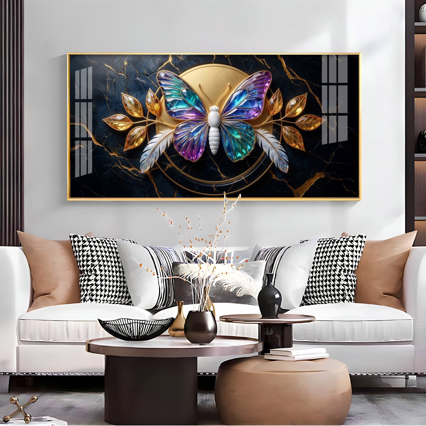 Butterfly With Iridescent Purple & Blue Wings Premium Acrylic Horizontal Wall Art