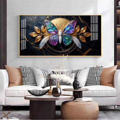 Butterfly With Iridescent Purple & Blue Wings Premium Acrylic Horizontal Wall Art