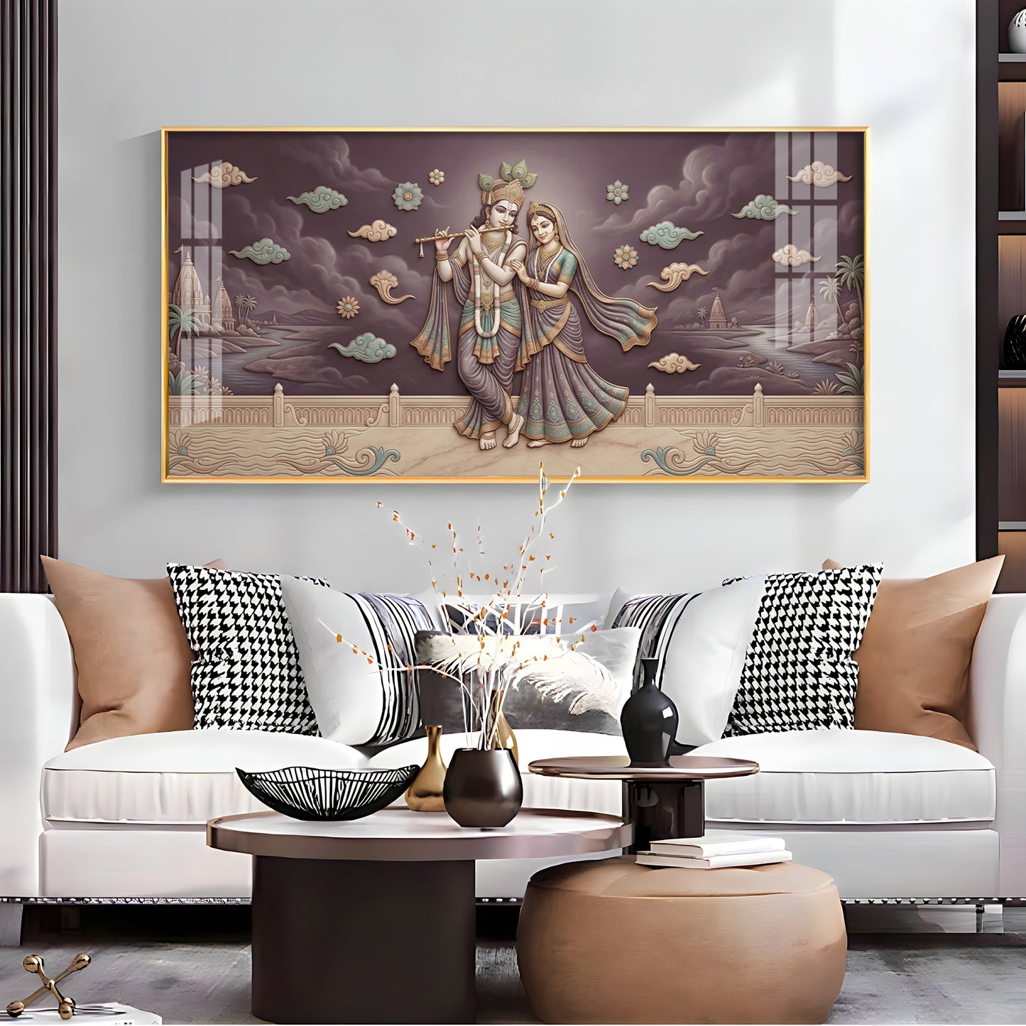 Hindu Deities Radha Krishna Premium Acrylic Horizontal Wall Art